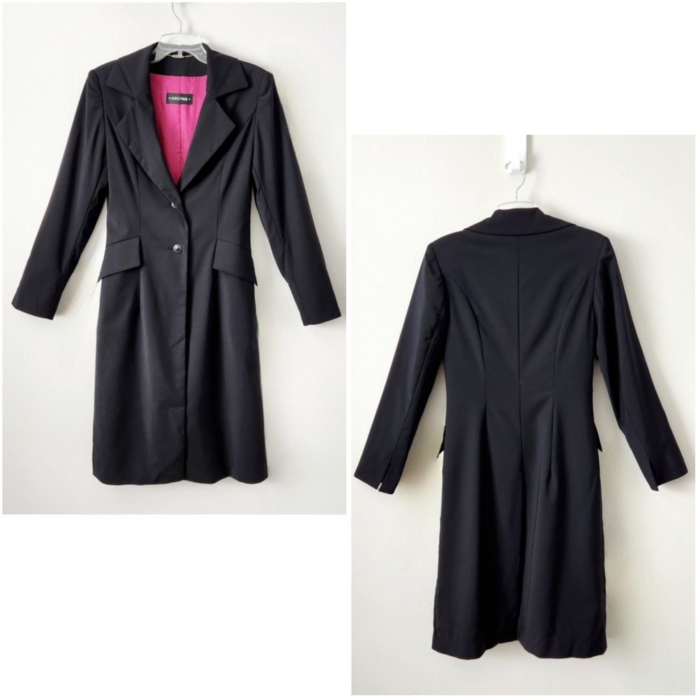 Nicowa Sleek & Lightweight Black Jacket Silky Pink Lining Sexy & Fitted Size 4 - Picture 7 of 16
